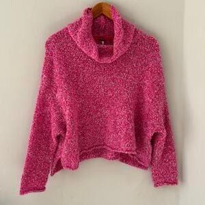 Free People BFF Cowl Neck Sweater size XS Prickly Pink Soft Oversized